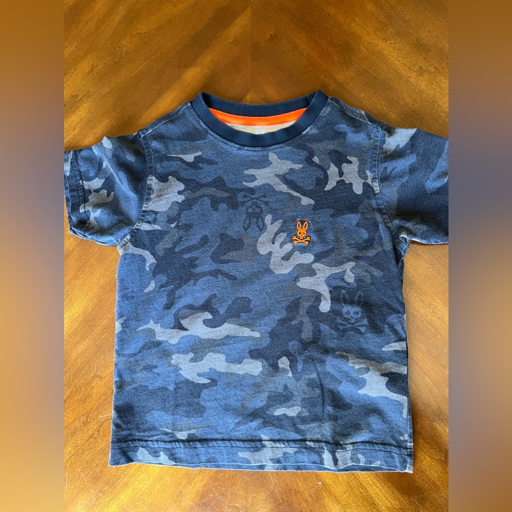 PSYCHO BUNNY KIDS ALLEN CAMO CREW NECK TEE SIZE XXS/4T